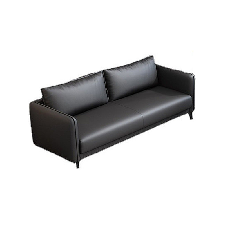 Standard Square Arm Leather Stain Resistant Sofa Couch with Pillows