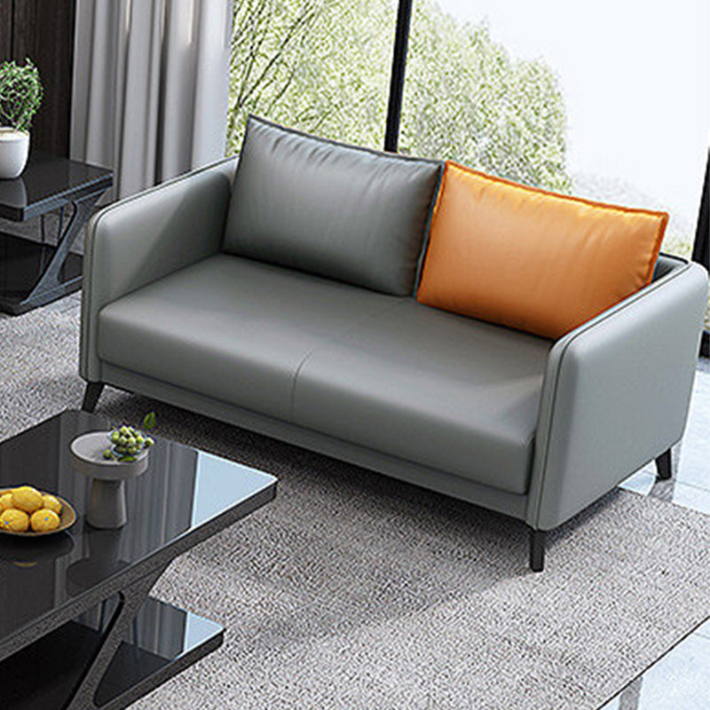 Standard Square Arm Leather Stain Resistant Sofa Couch with Pillows