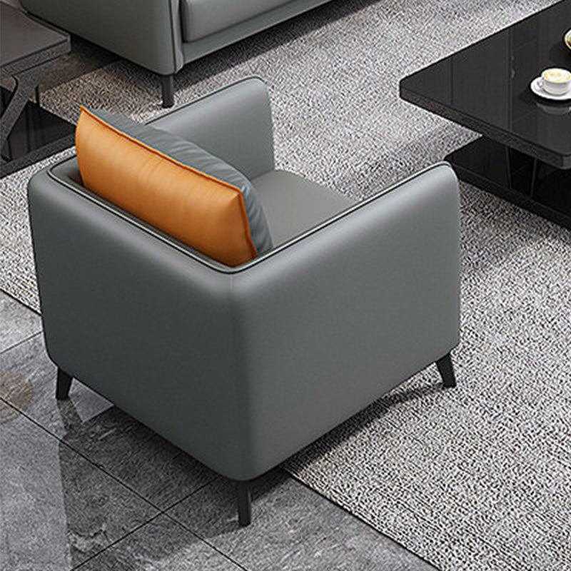 Standard Square Arm Leather Stain Resistant Sofa Couch with Pillows