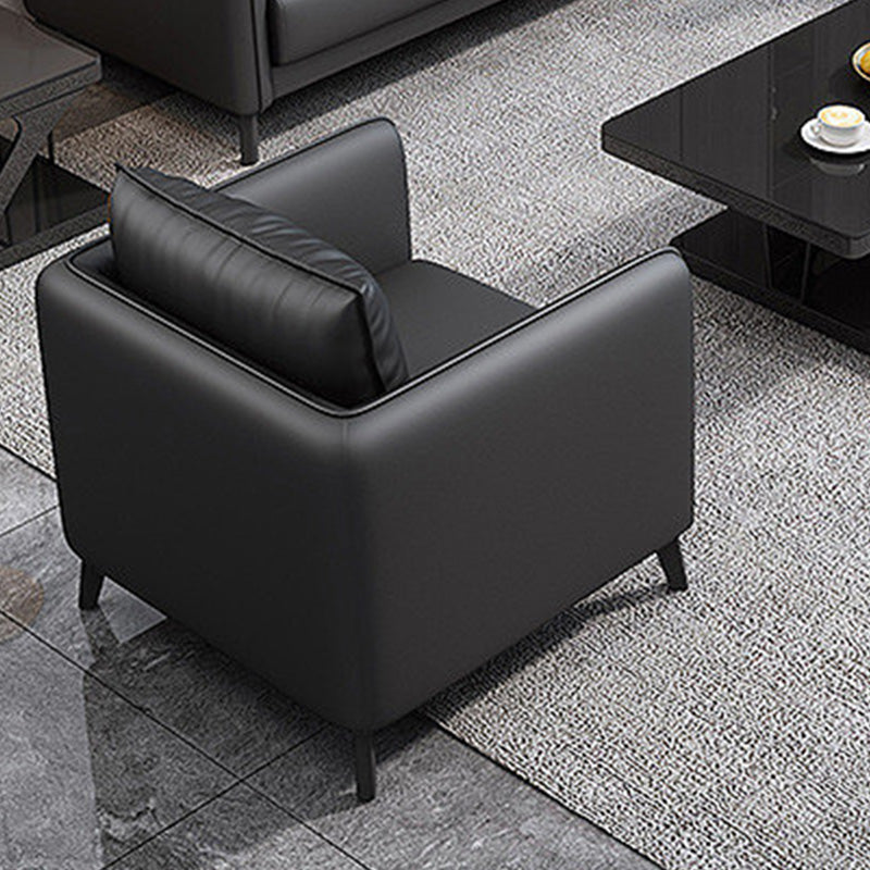 Standard Square Arm Leather Stain Resistant Sofa Couch with Pillows