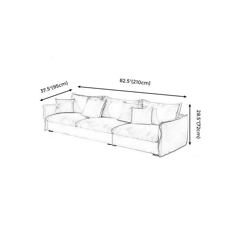 Contemporary Living Room Square Arm Sofa Beige Pillow Back Settee
