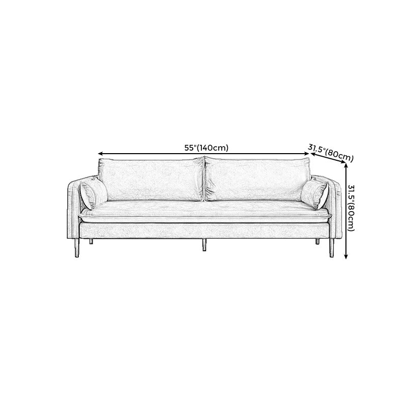 Contemporary Standard Sofa Couch Square Arm Sofa Set with Pillows