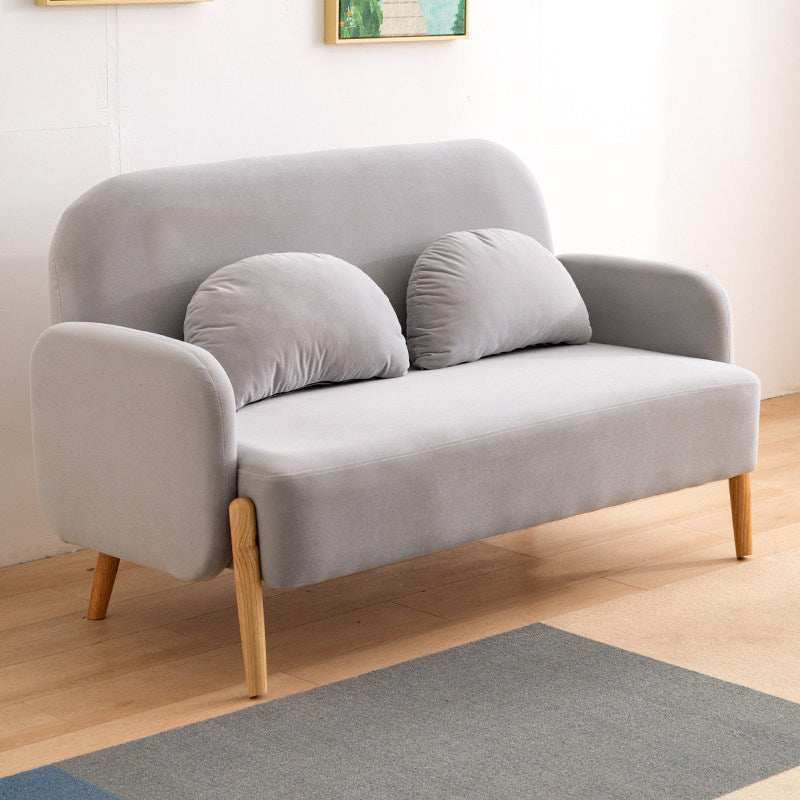 Scandinavian Loveseat with 2 Pillows and Square Arm for Apartment
