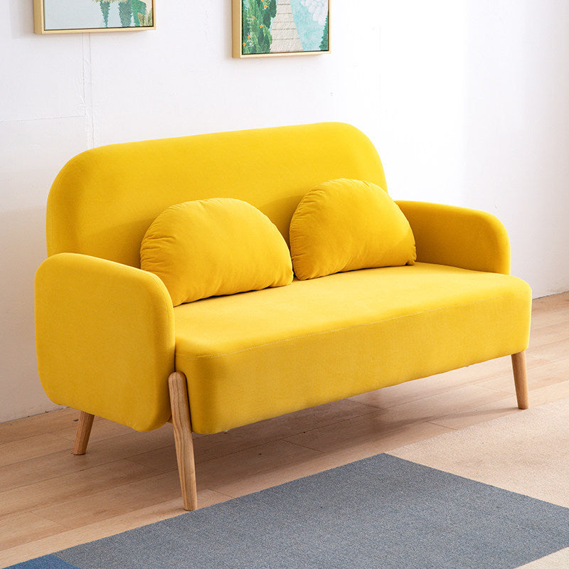 Scandinavian Loveseat with 2 Pillows and Square Arm for Apartment