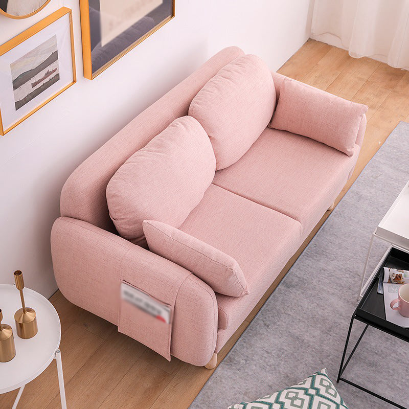 Scandinavian Loveseat with Two Pillow Back and Storage for Apartment