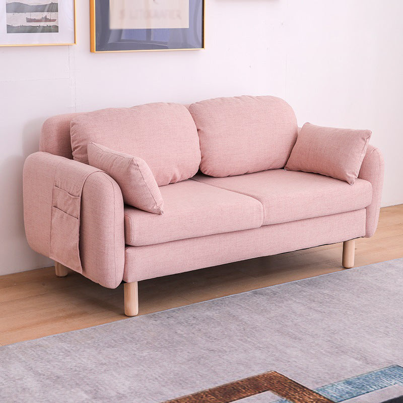 Scandinavian Loveseat with Two Pillow Back and Storage for Apartment