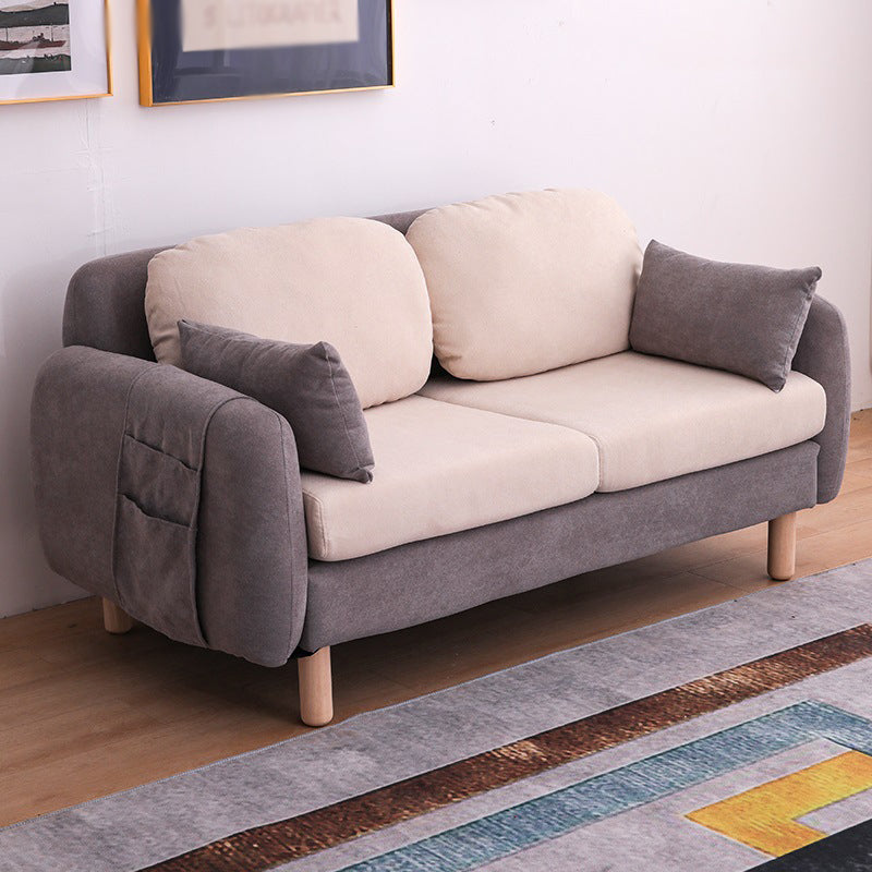 Scandinavian Loveseat with Two Pillow Back and Storage for Apartment