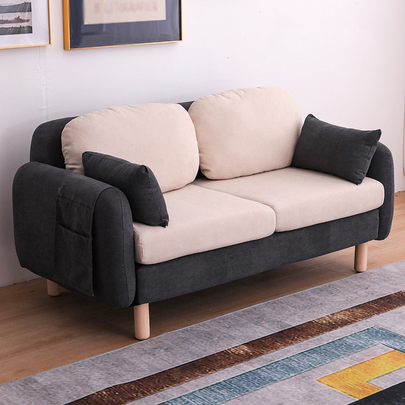 Scandinavian Loveseat with Two Pillow Back and Storage for Apartment