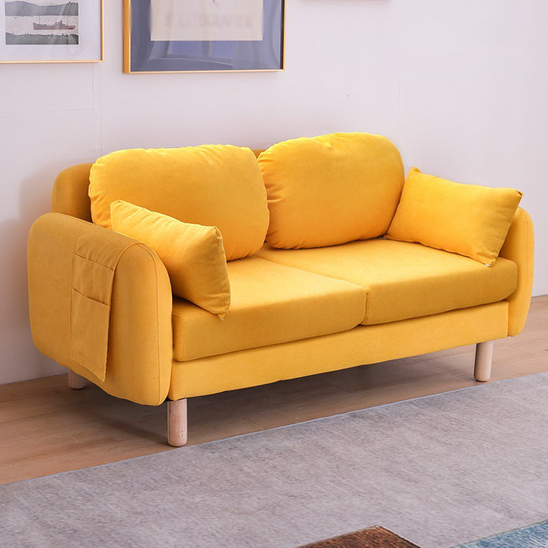 Scandinavian Loveseat with Two Pillow Back and Storage for Apartment