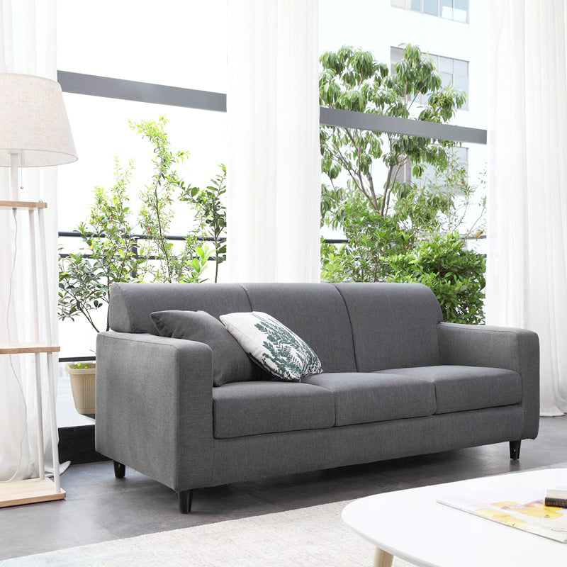 Contemporary Cushions Standard Sofa Square Arm Settee with Black Legs