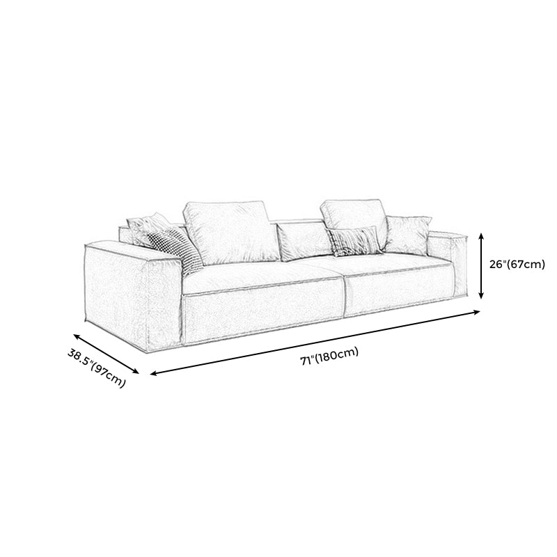 Contemporary Square Arm Sofa Leather Couch Sofa Set with Pillows