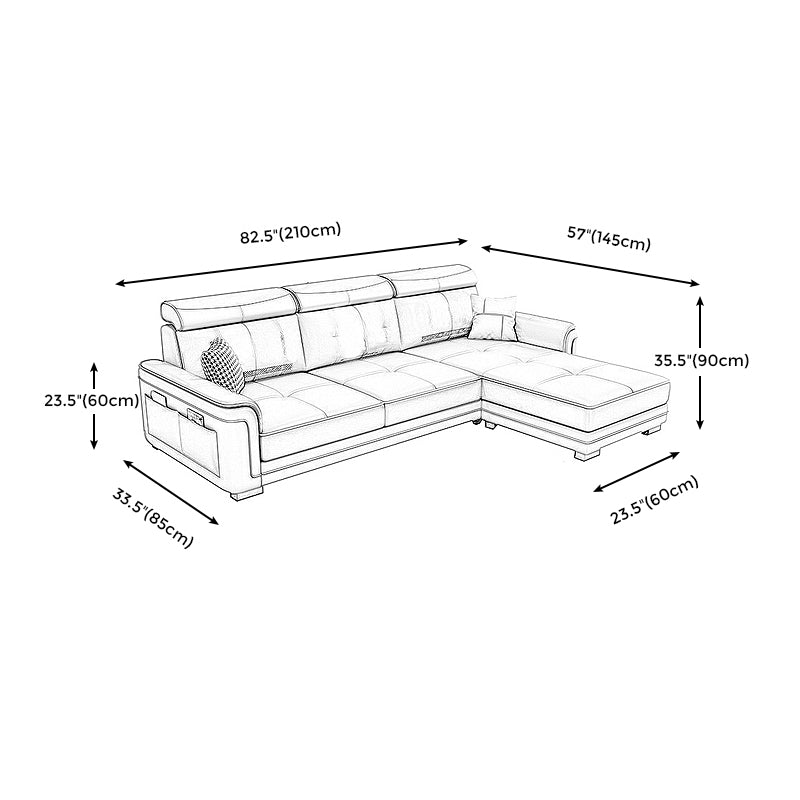 L-Shape Pillowed Top Arm Sectionals 3-seat Storage Sofa with Ottoman for Apartment