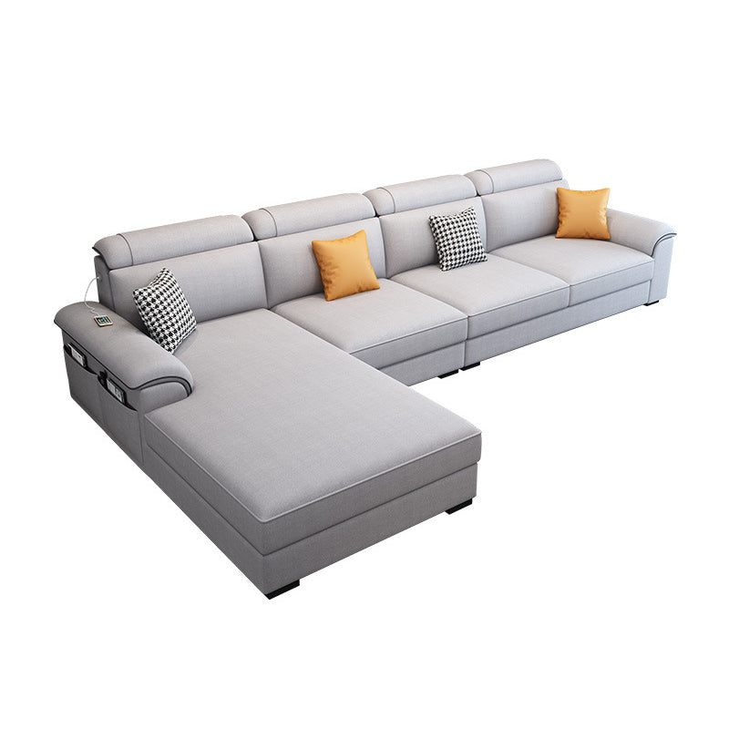 Left Facing Sofa Faux Leather/Linen L-shape 4-seat Sectionals with Chaise