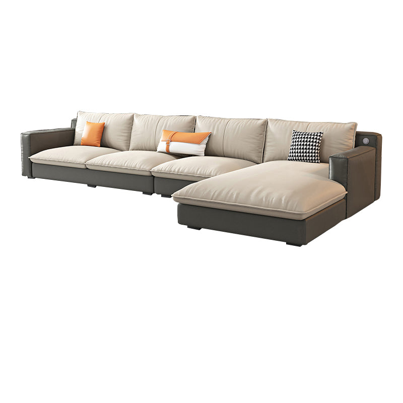 Modern Cushion Back Sectionals 33.46"H Cushions Square Arm Sofa with Chaise
