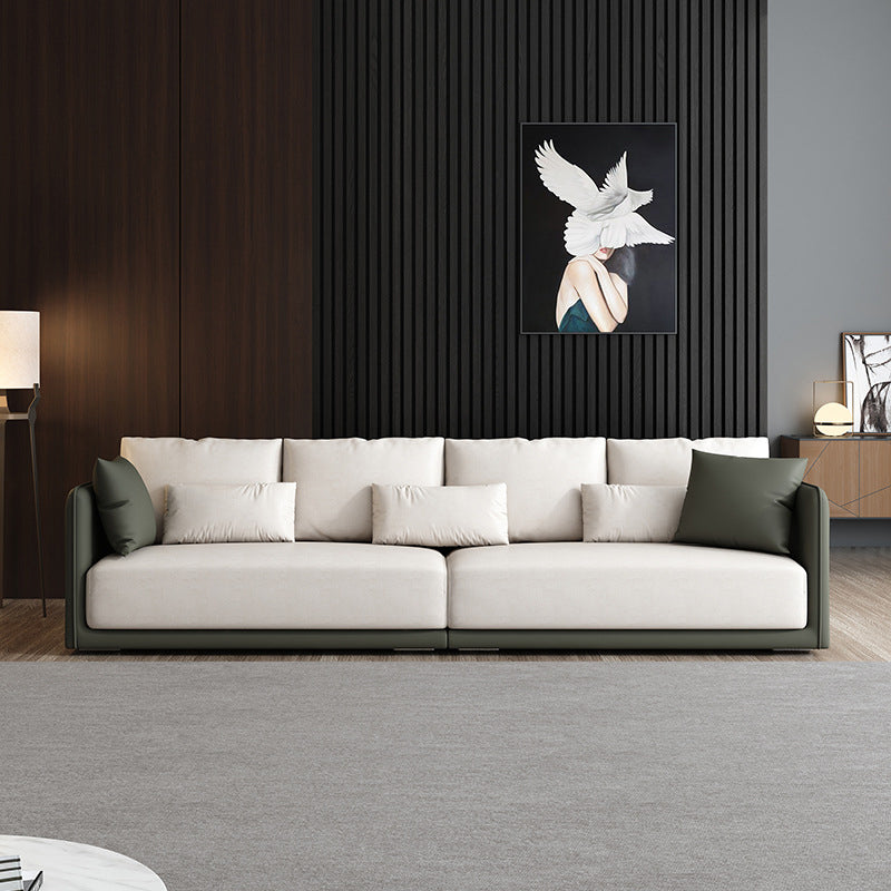 Contemporary Faux Leather Sofa Square Arm Cushion Back  Sectional for Living Room