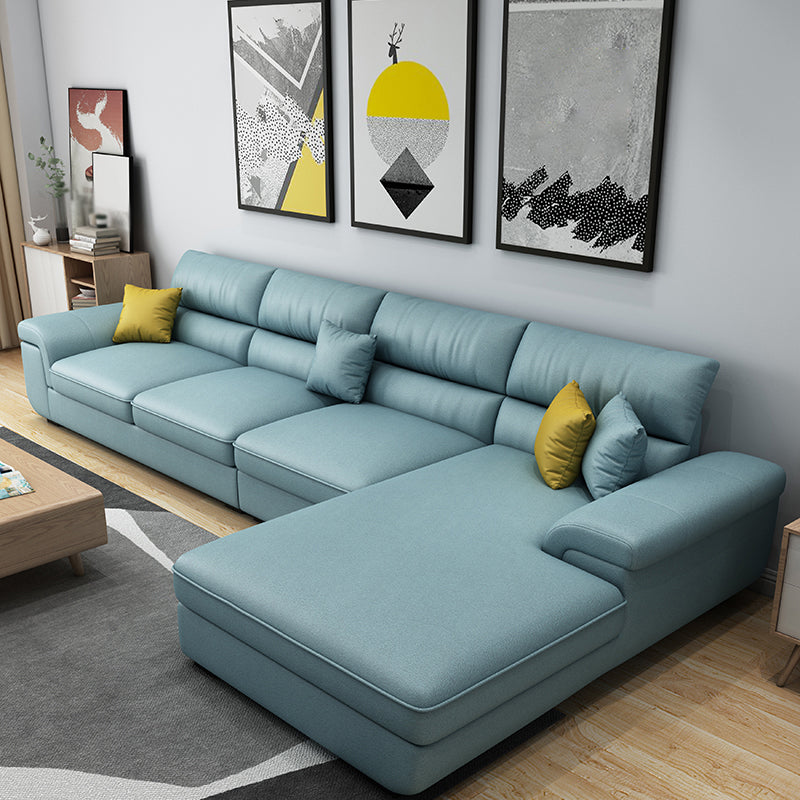 L-Shape Pillowed Back Cushions Sectional Faux Leather/Cottom Blend Sofa and Chaise
