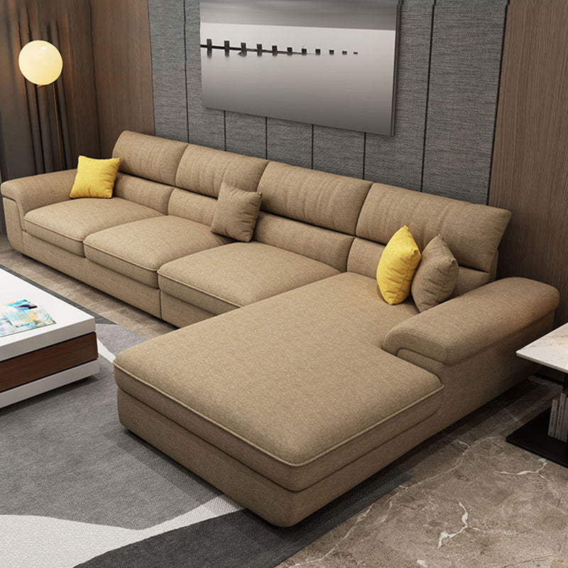 L-Shape Pillowed Back Cushions Sectional Faux Leather/Cottom Blend Sofa and Chaise
