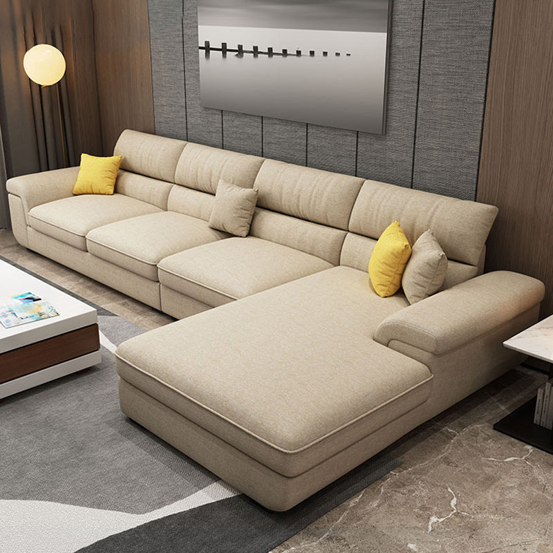 L-Shape Pillowed Back Cushions Sectional Faux Leather/Cottom Blend Sofa and Chaise