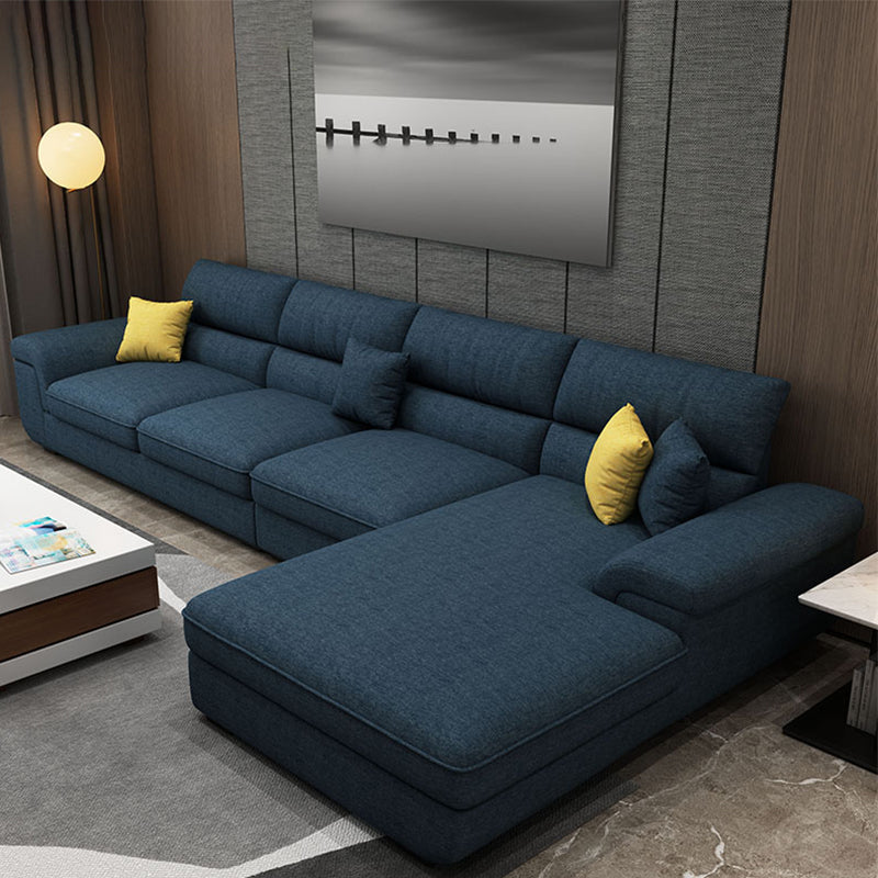 L-Shape Pillowed Back Cushions Sectional Faux Leather/Cottom Blend Sofa and Chaise