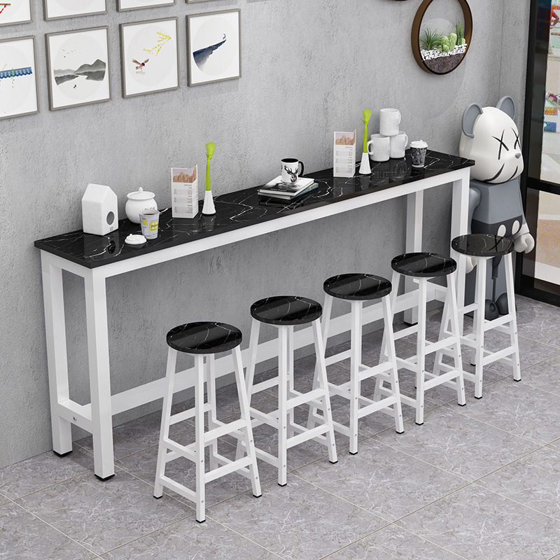 Contemporary Bar Dining Table Rectangle Bar Table with Trestle Base