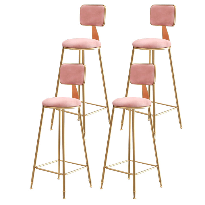 Glam Armless Backrest Counter Stool Steel Cashier Bar Stool with Flannel Cushion and Pedal