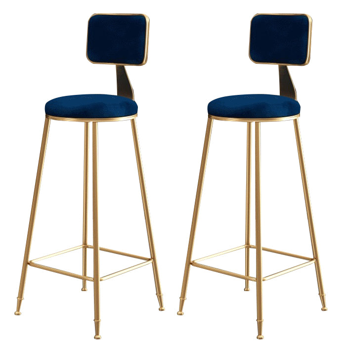 Glam Armless Backrest Counter Stool Steel Cashier Bar Stool with Flannel Cushion and Pedal