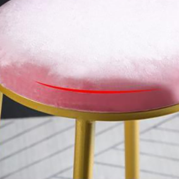 Glam Armless Backrest Counter Stool Steel Cashier Bar Stool with Flannel Cushion and Pedal