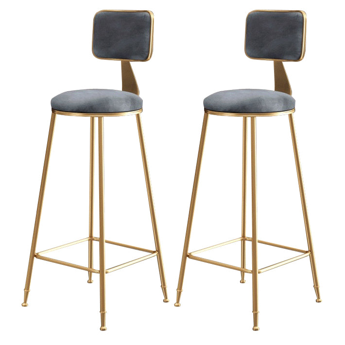 Glam Armless Backrest Counter Stool Steel Cashier Bar Stool with Flannel Cushion and Pedal