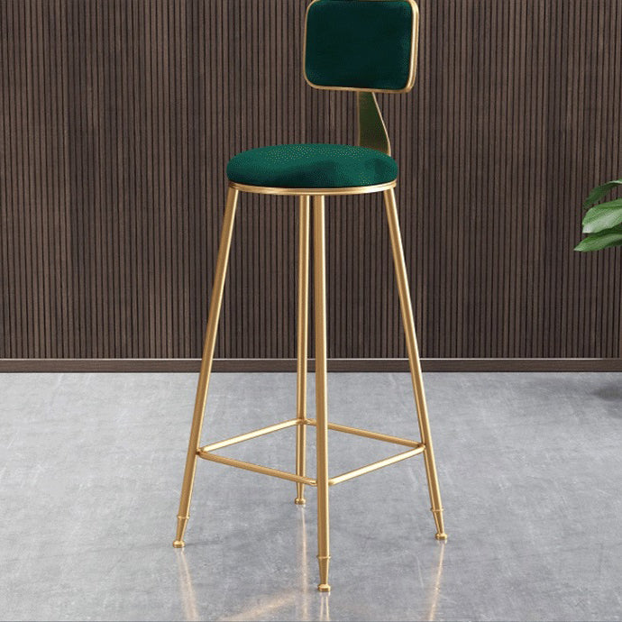 Glam Armless Backrest Counter Stool Steel Cashier Bar Stool with Flannel Cushion and Pedal