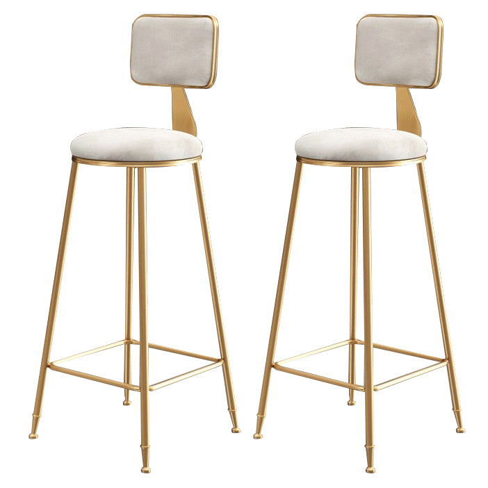 Glam Armless Backrest Counter Stool Steel Cashier Bar Stool with Flannel Cushion and Pedal