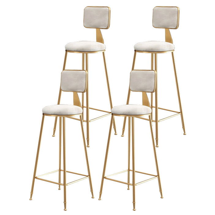 Glam Armless Backrest Counter Stool Steel Cashier Bar Stool with Flannel Cushion and Pedal