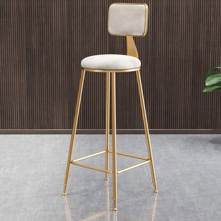 Glam Armless Backrest Counter Stool Steel Cashier Bar Stool with Flannel Cushion and Pedal