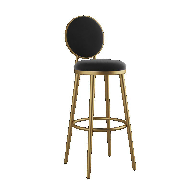 Glam Reception Footrest Stool Matte Finish Velvet Counter Stool