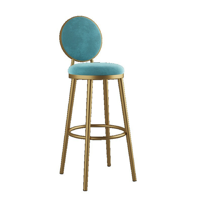 Glam Reception Footrest Stool Matte Finish Velvet Counter Stool