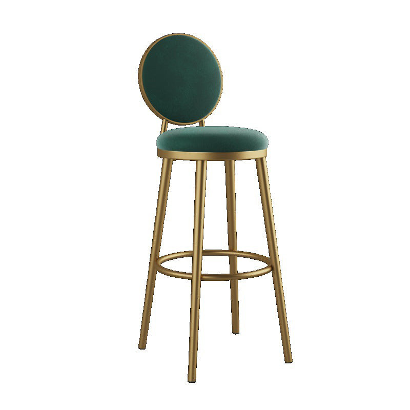 Glam Reception Footrest Stool Matte Finish Velvet Counter Stool