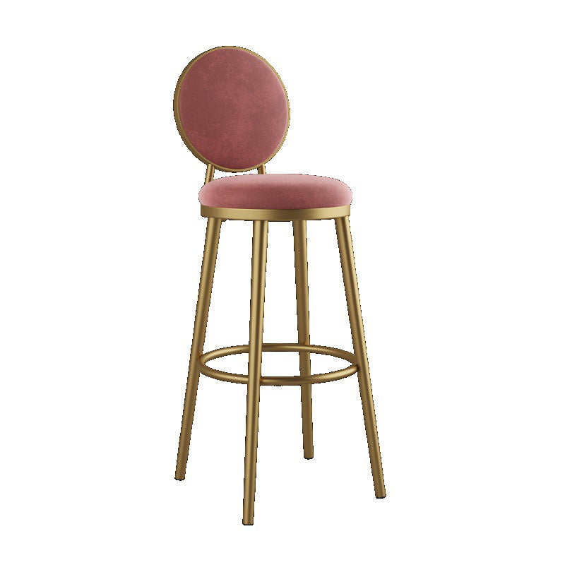 Glam Reception Footrest Stool Matte Finish Velvet Counter Stool