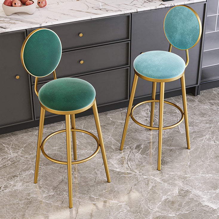 Glam Reception Footrest Stool Matte Finish Velvet Counter Stool