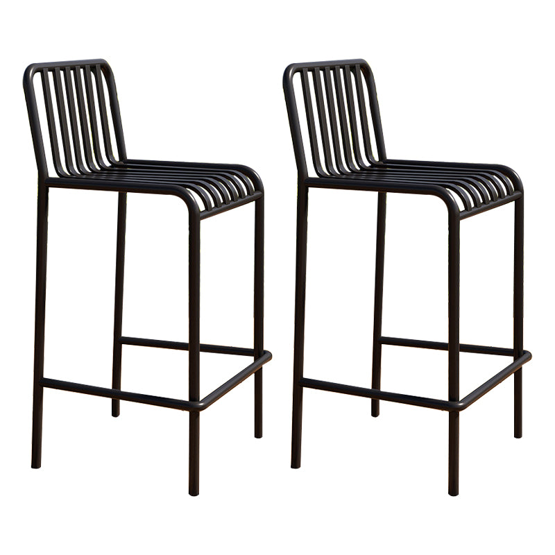 Modern Armless Backrest Counter Stool Iron Courtyard Bar Stool with Seat and Pedal
