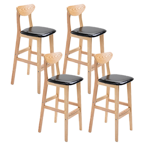 Scandinavian Oak Wood Home Stool Matte Finish Upholstered Bar Stools
