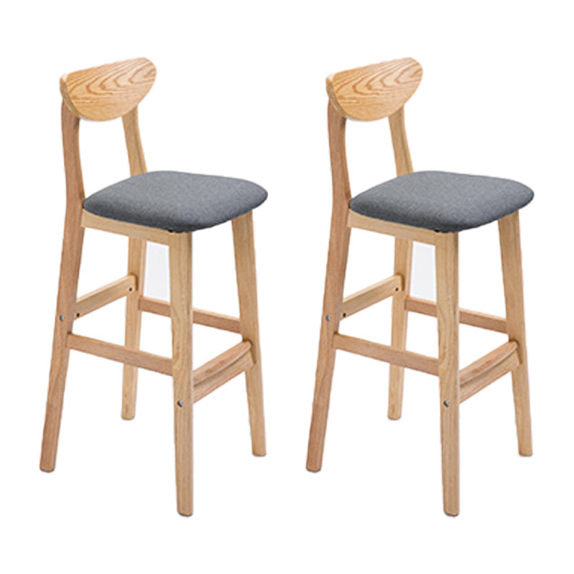 Scandinavian Oak Wood Home Stool Matte Finish Upholstered Bar Stools