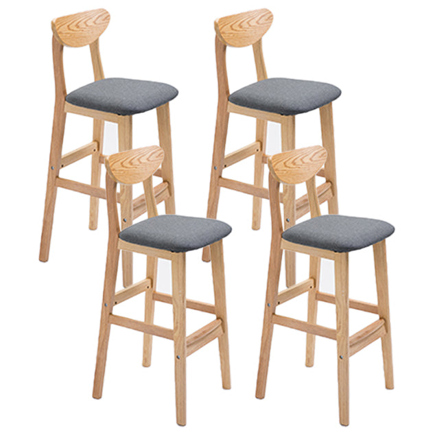 Scandinavian Oak Wood Home Stool Matte Finish Upholstered Bar Stools