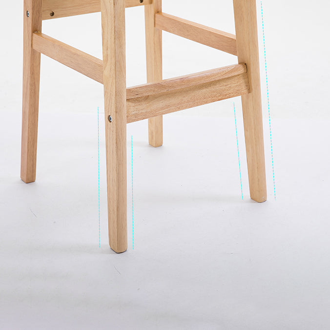 Scandinavian Oak Wood Home Stool Matte Finish Upholstered Bar Stools