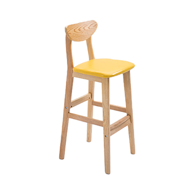 Scandinavian Oak Wood Home Stool Matte Finish Upholstered Bar Stools