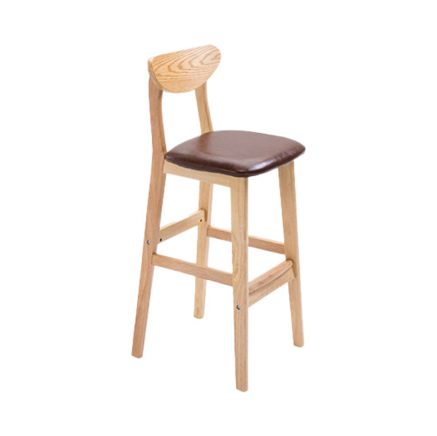 Scandinavian Oak Wood Home Stool Matte Finish Upholstered Bar Stools