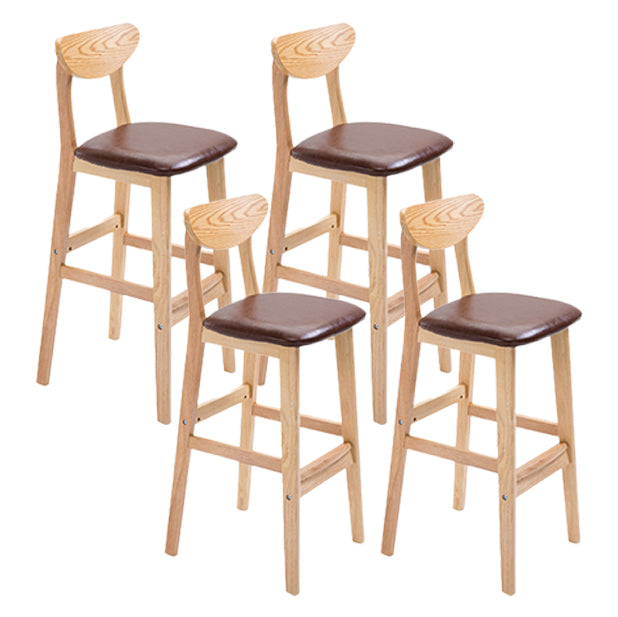 Scandinavian Oak Wood Home Stool Matte Finish Upholstered Bar Stools