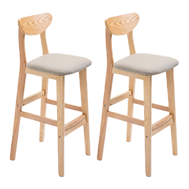 Scandinavian Oak Wood Home Stool Matte Finish Upholstered Bar Stools