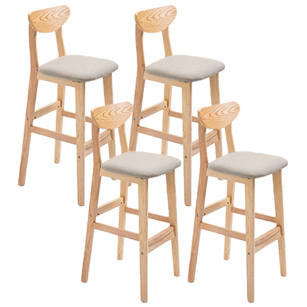 Scandinavian Oak Wood Home Stool Matte Finish Upholstered Bar Stools