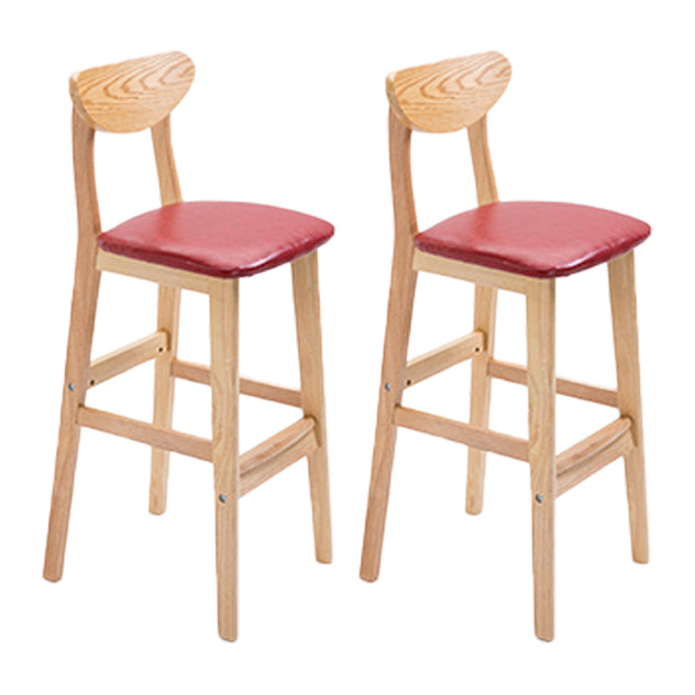 Scandinavian Oak Wood Home Stool Matte Finish Upholstered Bar Stools