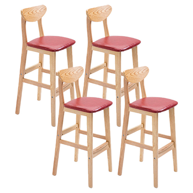Scandinavian Oak Wood Home Stool Matte Finish Upholstered Bar Stools