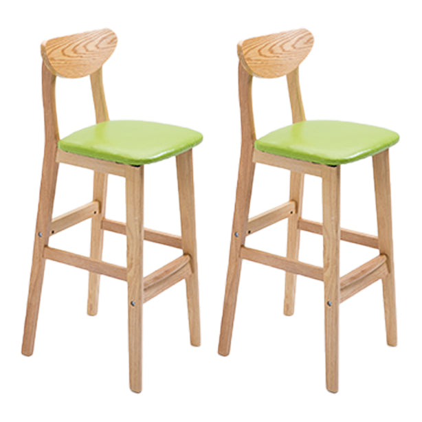 Scandinavian Oak Wood Home Stool Matte Finish Upholstered Bar Stools